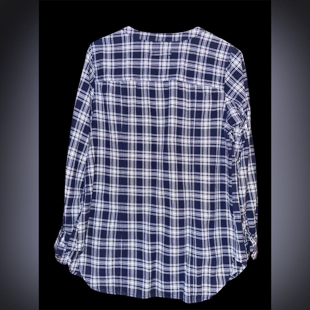 Duluth Trading Co 👚 Womens Blue Plaid Free Swingin' Tunic, Size Small, EUC! - Picture 2 of 4